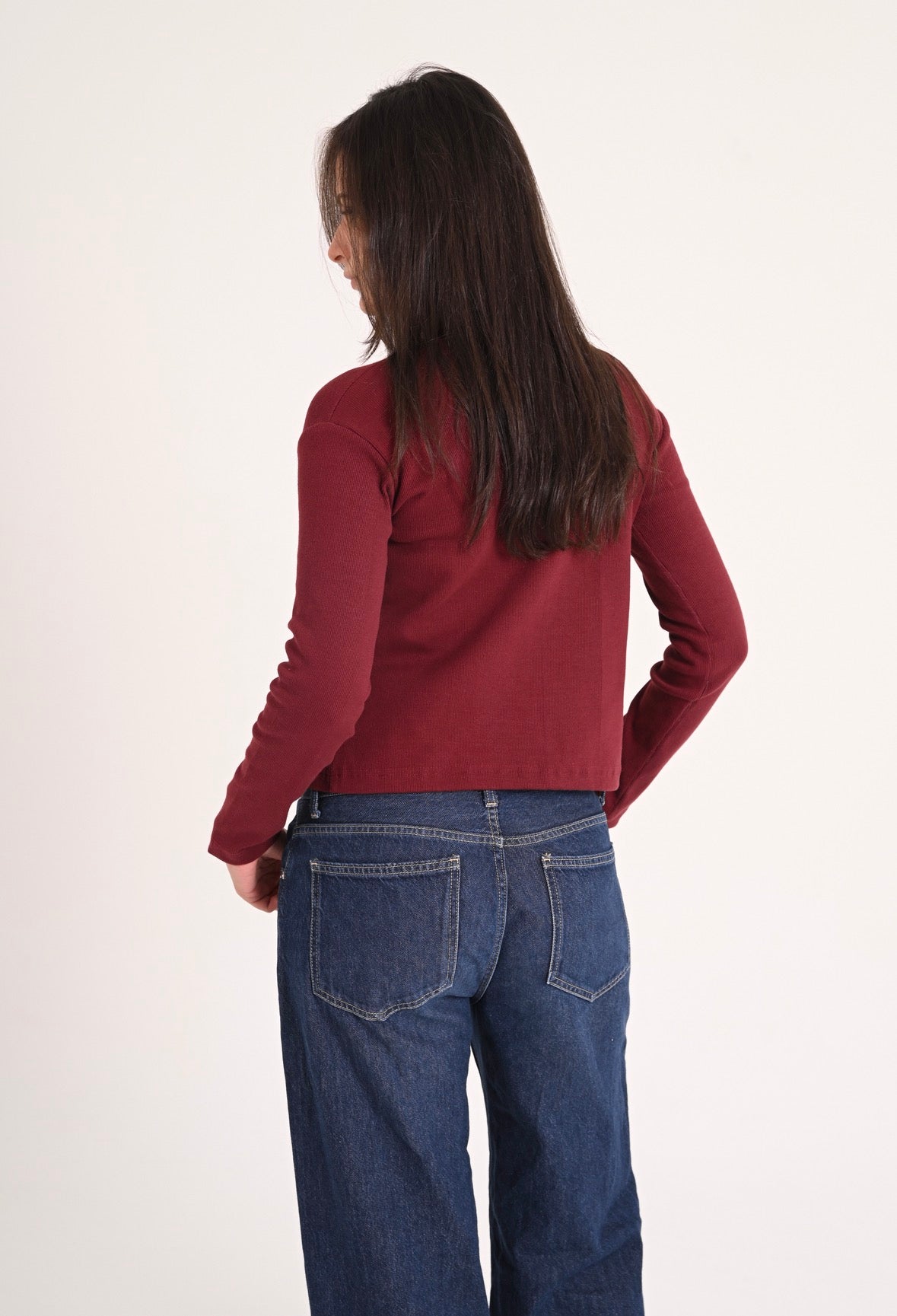 Burgundy Basic Ribbed Cardigan