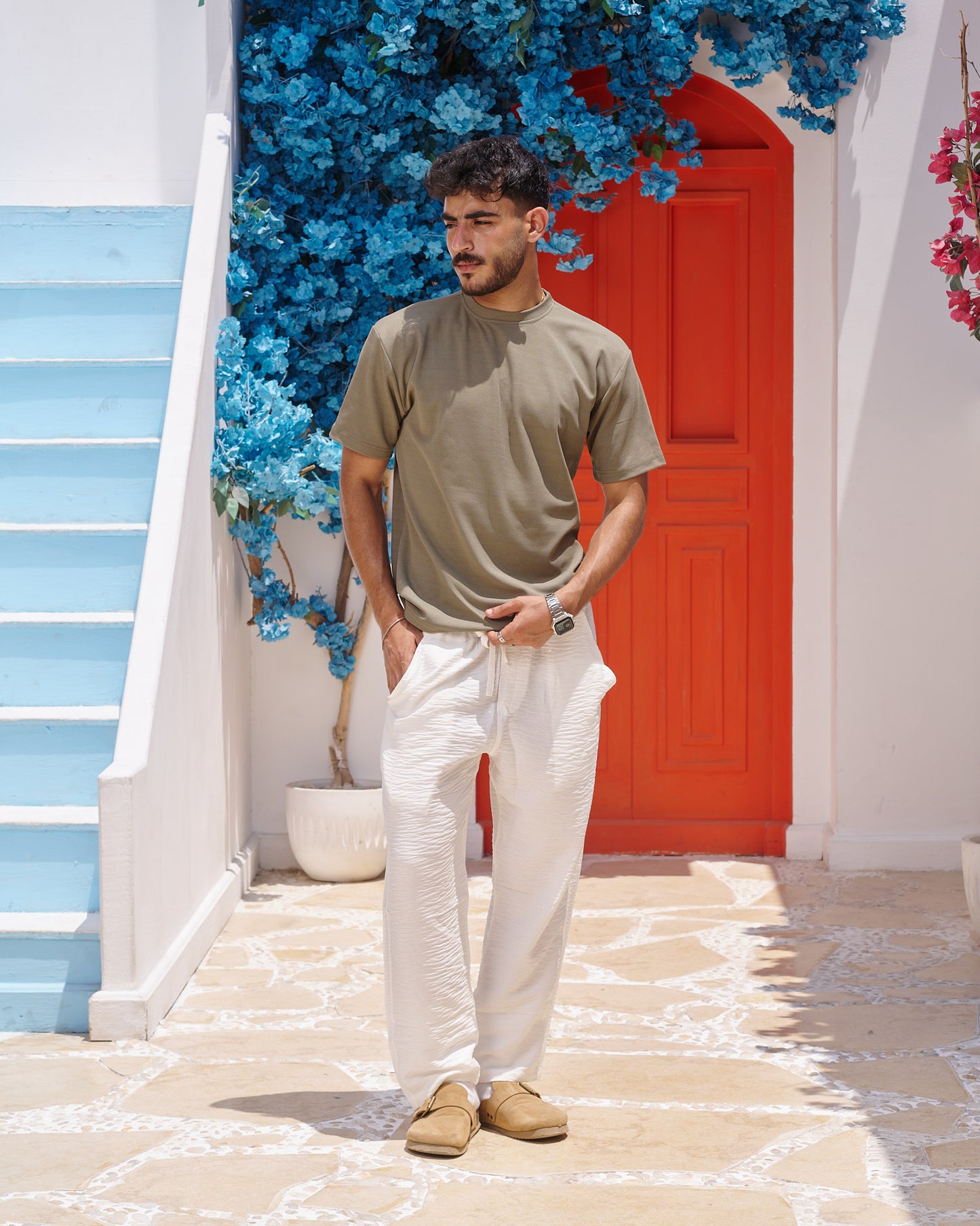 Mediterranean Olive Textured T-Shirt