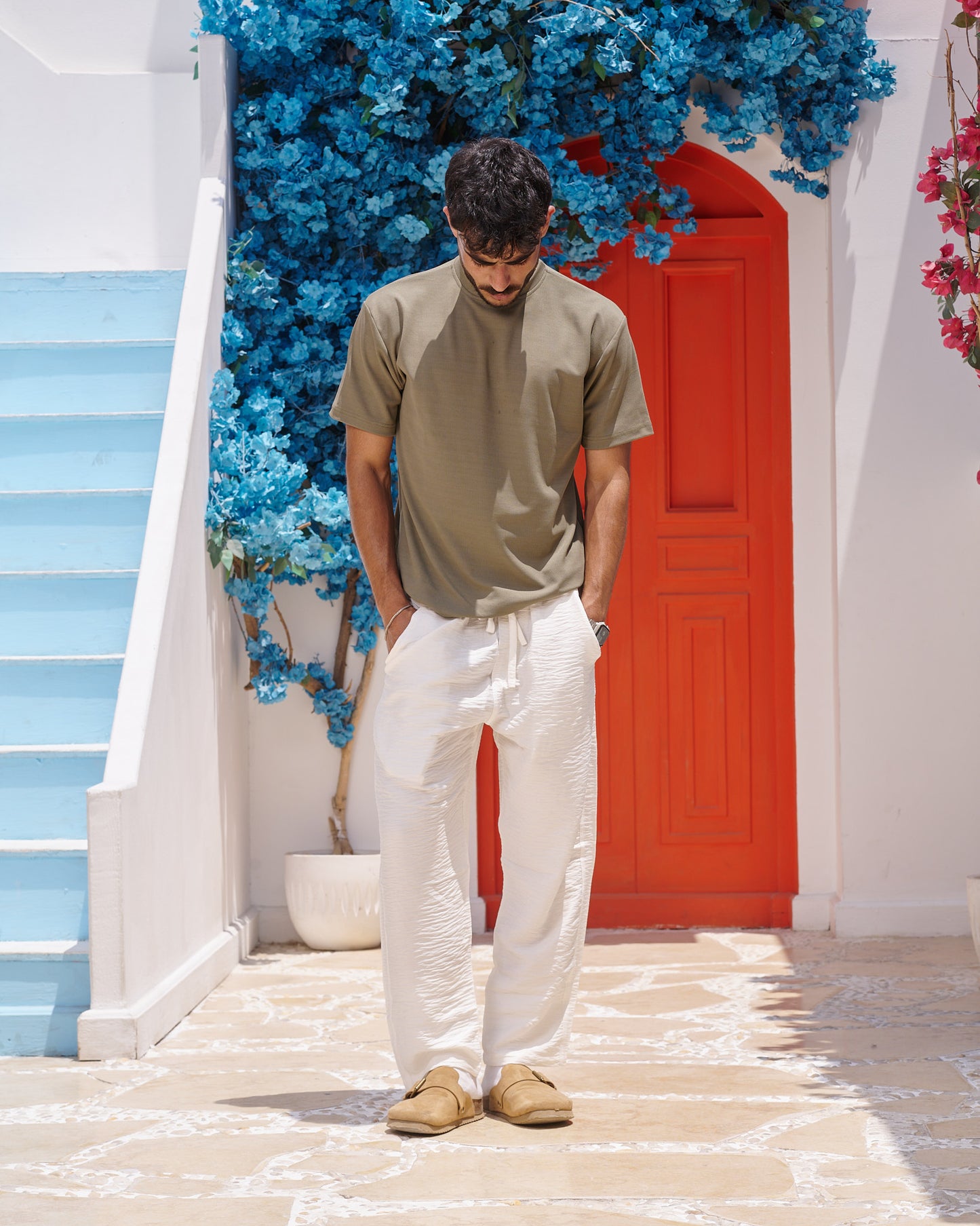 Mediterranean Olive Textured T-Shirt
