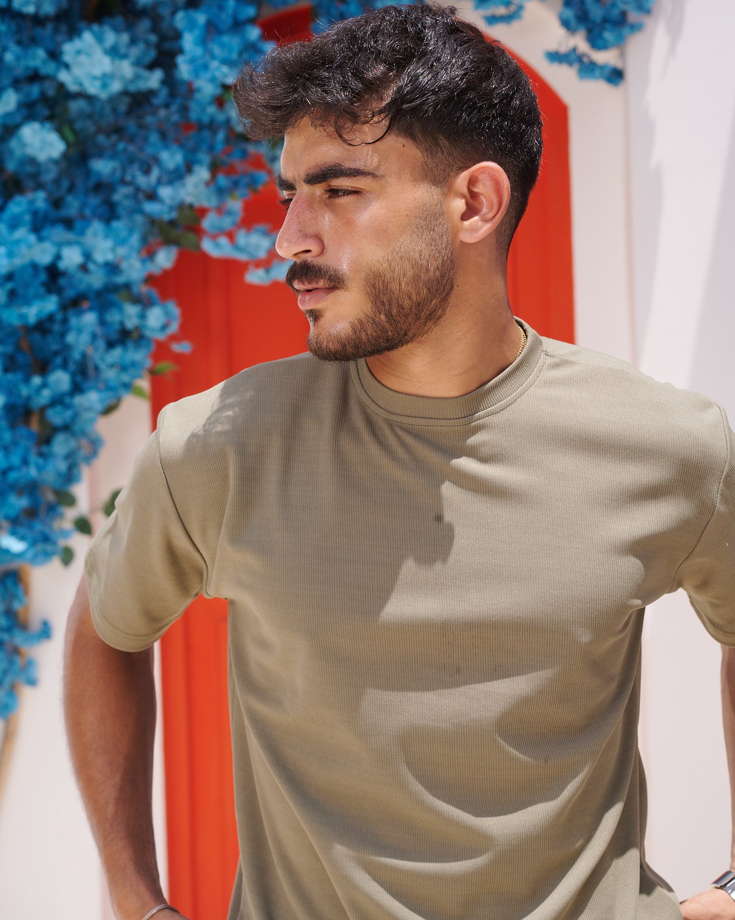 Mediterranean Olive Textured T-Shirt
