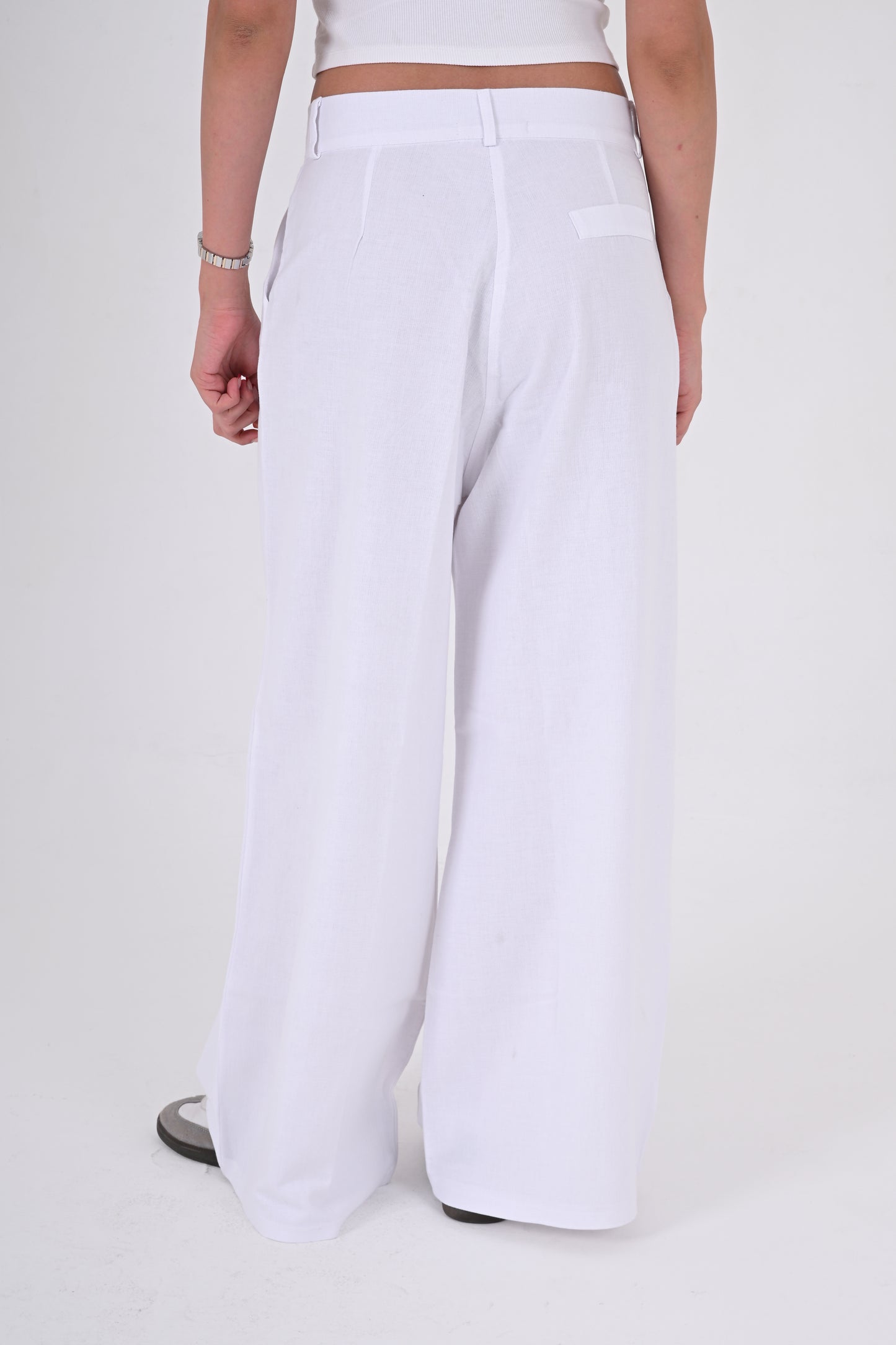 Pure Linen Tailored Pants - WHITE