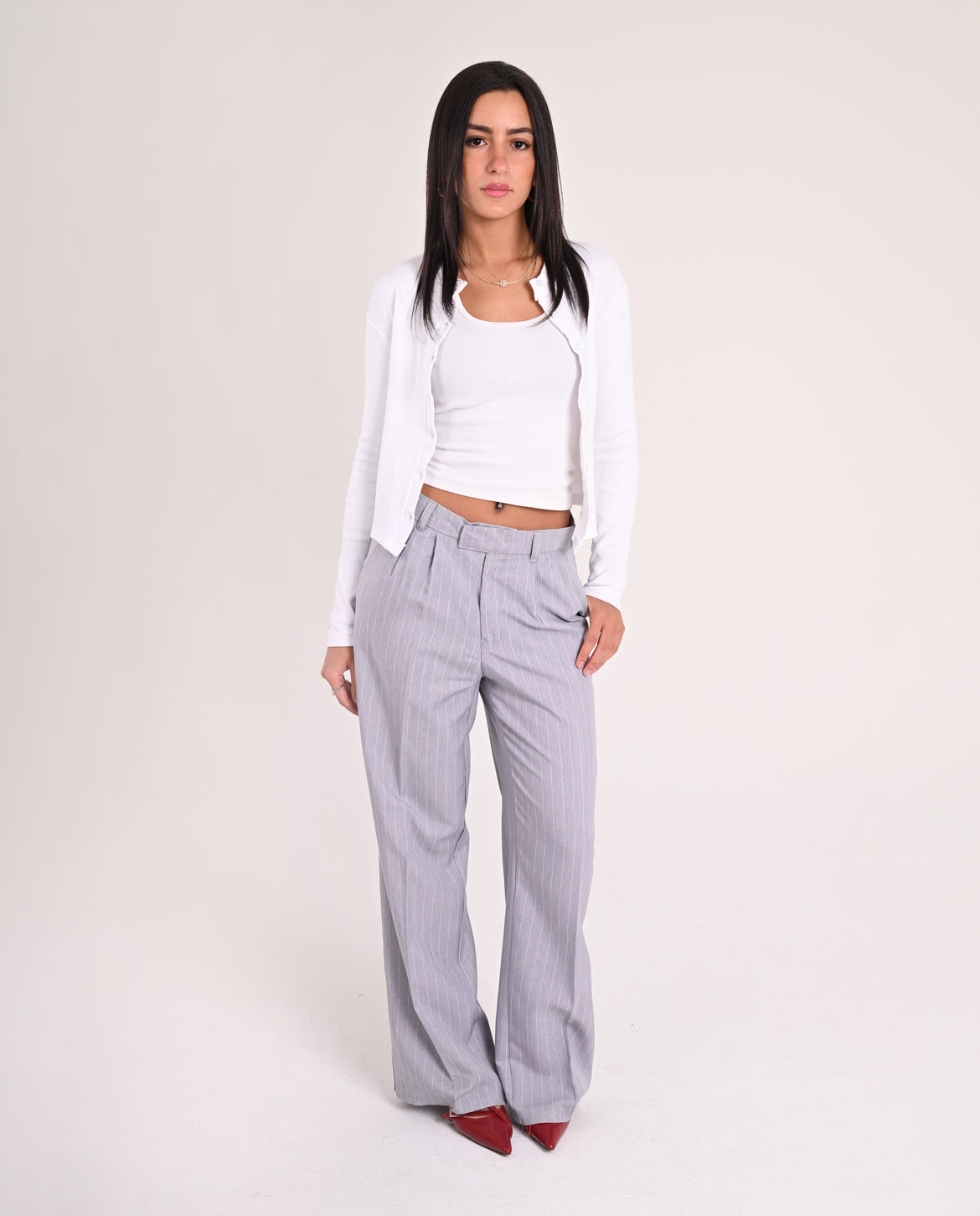 White Basic Ribbed Cardigan