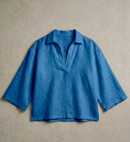 INDIGO - V Neck Linen Blouse