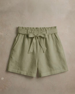 OLIVE - Belted Linen Shorts