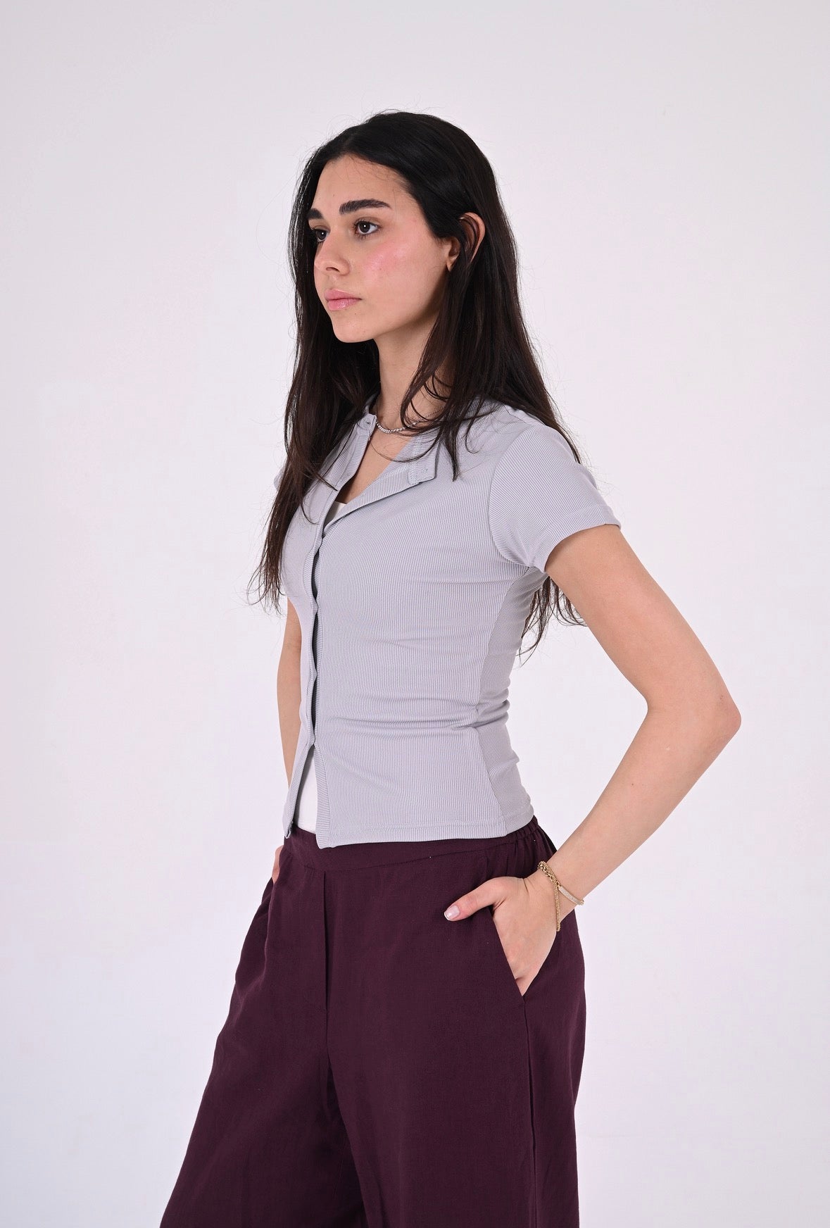 GREY - Ribbed Cardigan II