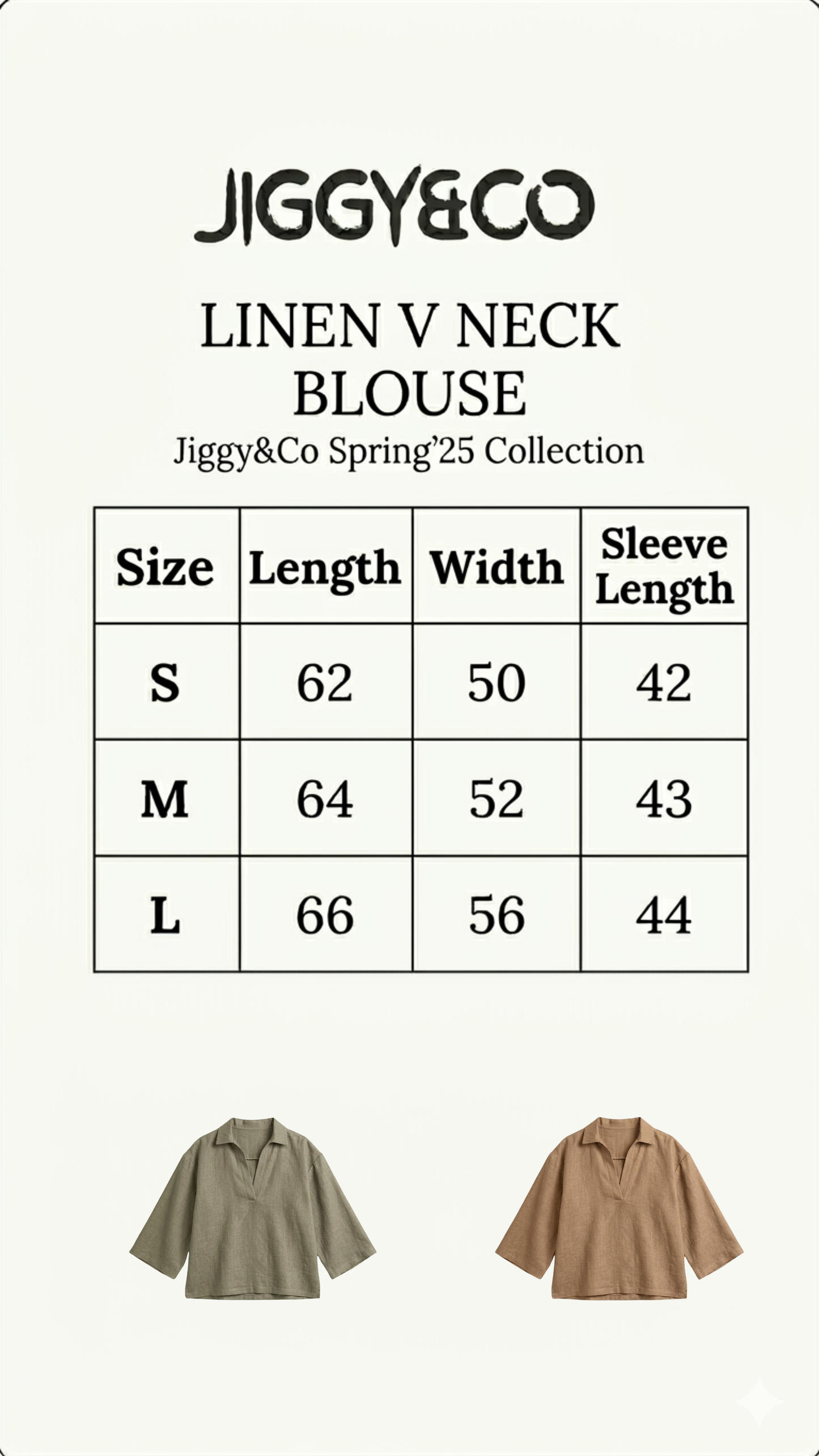 BROWN - V Neck Linen Blouse